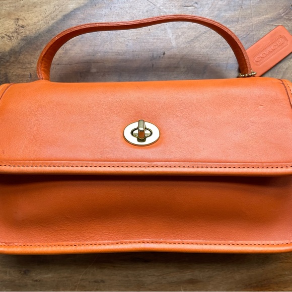 Vintage Coach Tangerine Orange 9044 Geometric Clutch Crossbody Purse Bag Rare - Picture 5 of 16